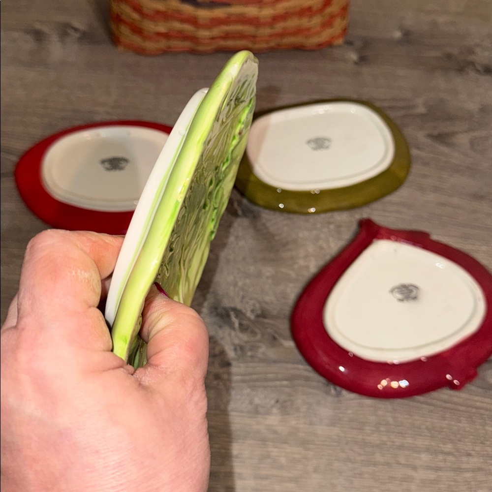 Veggies Plate Set Pickle Onion Lettuce Tomato Porcelain Boston Decor 7” Dia - Picture 11 of 16